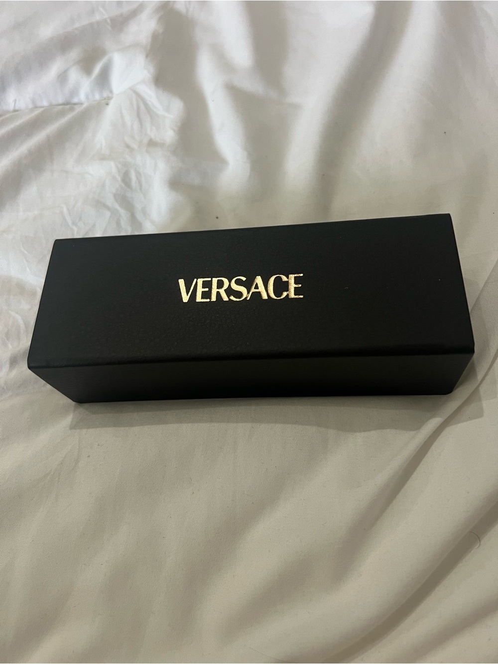 Versace Authentic Black Eyewear hard case with drawstring sunglass case